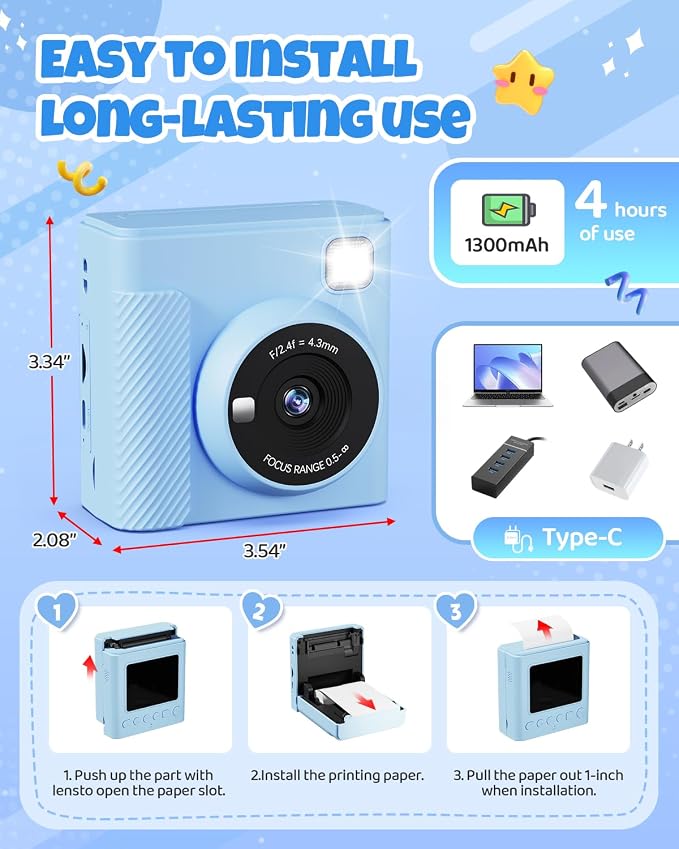 TIATUA Kids Instant Print Camera, Christmas Birthday Gifts - Image 7