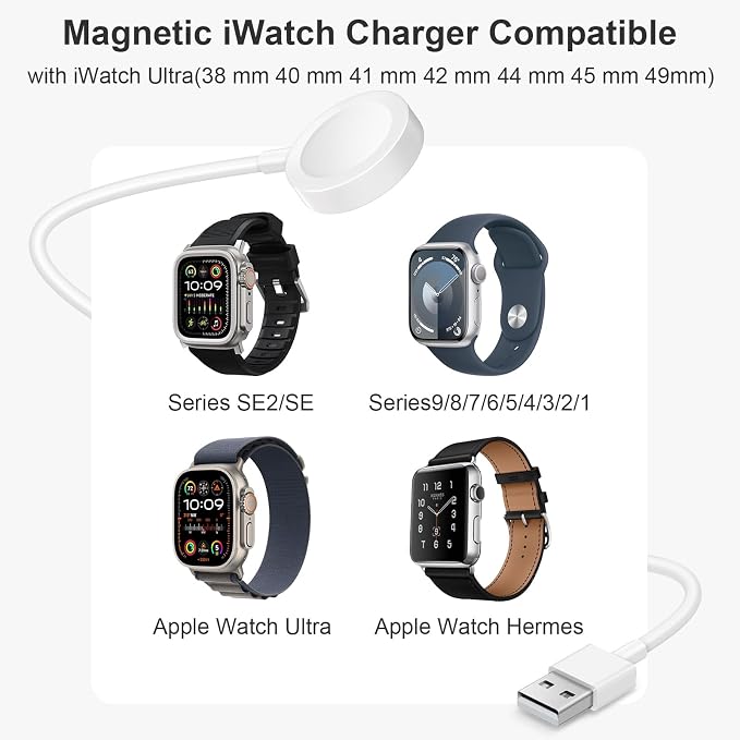 Fast Charger for Apple Watch Charger, Magnetic iWatch Charger to USB A Cable - Image 4