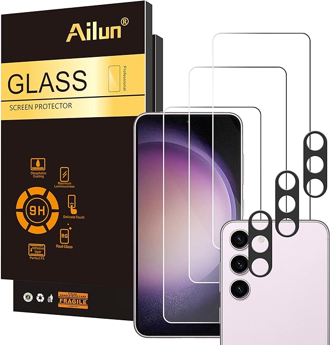 Ailun Screen Protector for Galaxy S23 3Pack + 3Pack Camera Lens Tempered Glass by Ailun