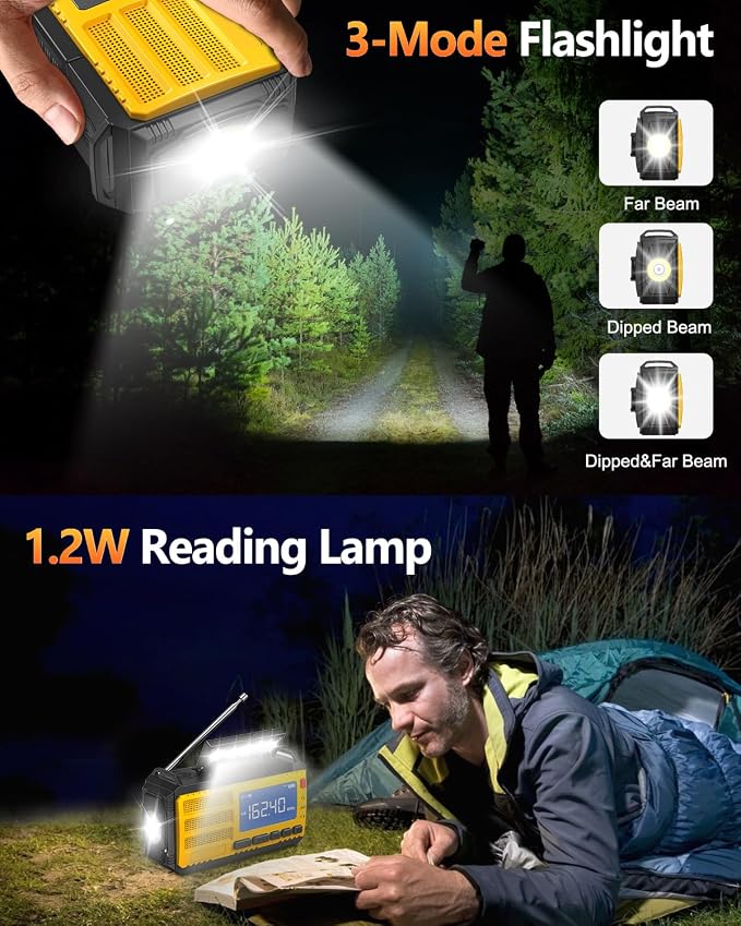 10000mAh Emergency Hand Crank Radio, AM/FM/NOAA Weather Alert, Solar Powered - Image 5
