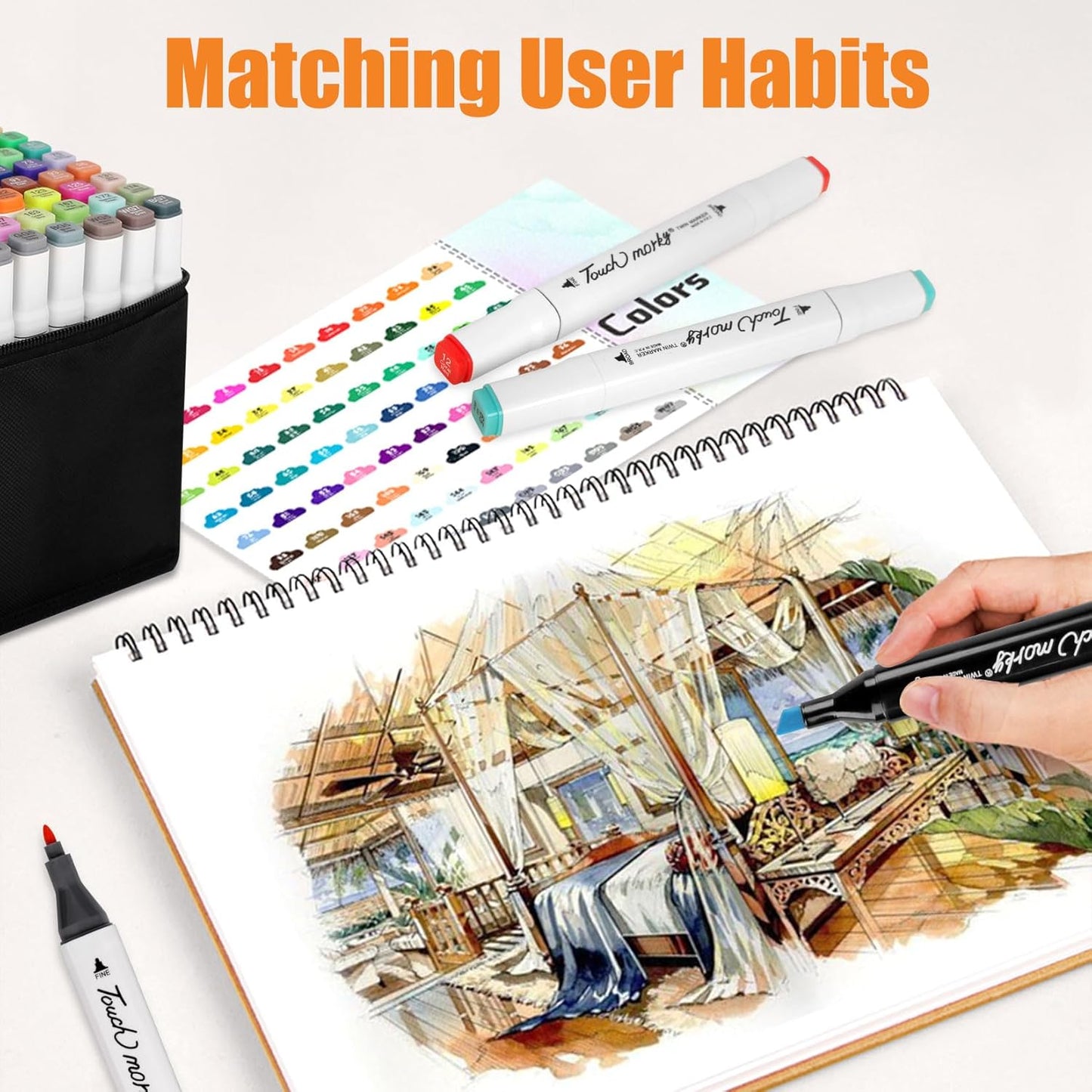 204 Colors Alcohol Markers with Free App, Chisel & Fine Tip Alcohol-Based Marker Set for Adults Kids, Dual Tip Artist Markers for Drawing, Coloring Illustration, Painting and Great Gift Idea