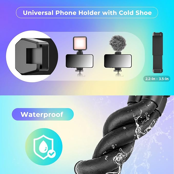UBeesize Phone Tripod, UBeesize 12 Inch Flexible Cell Phone Tripod Stand Holder - Image 2