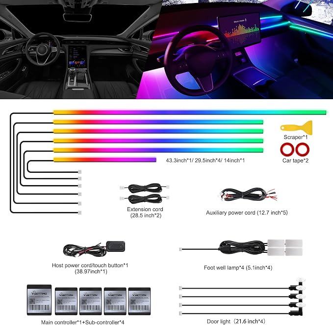 Dreamcolor Acrylic Interior Car LED Strip Light - Image 2