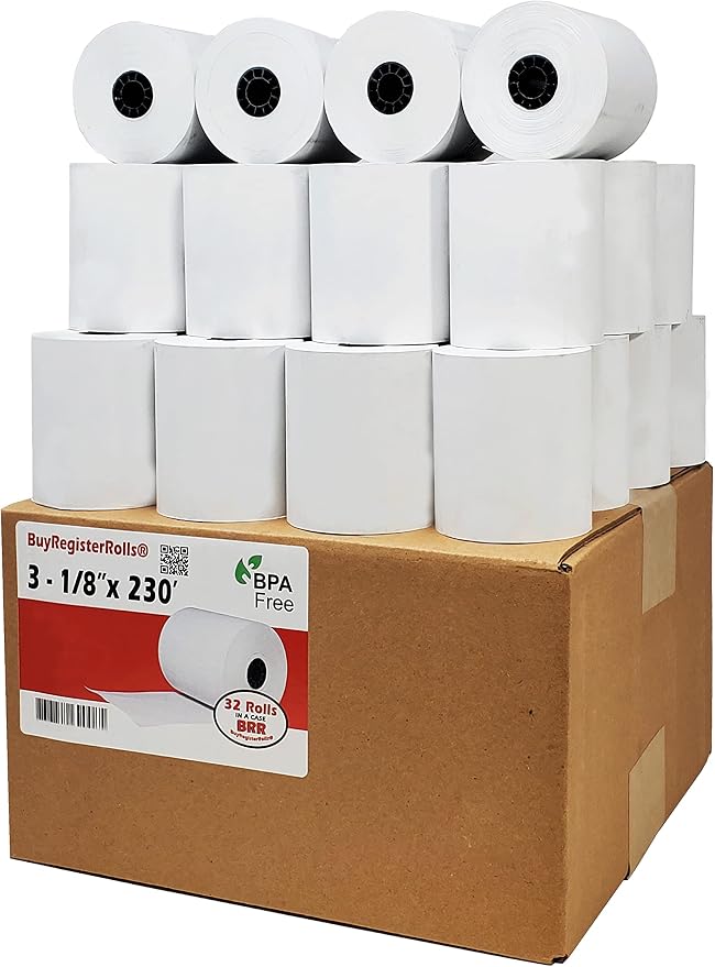 3 1/8 x 230 Thermal Paper Receipt Rolls fits all Clover POS Cash Register by BuyRegisterRolls%C2%AE
