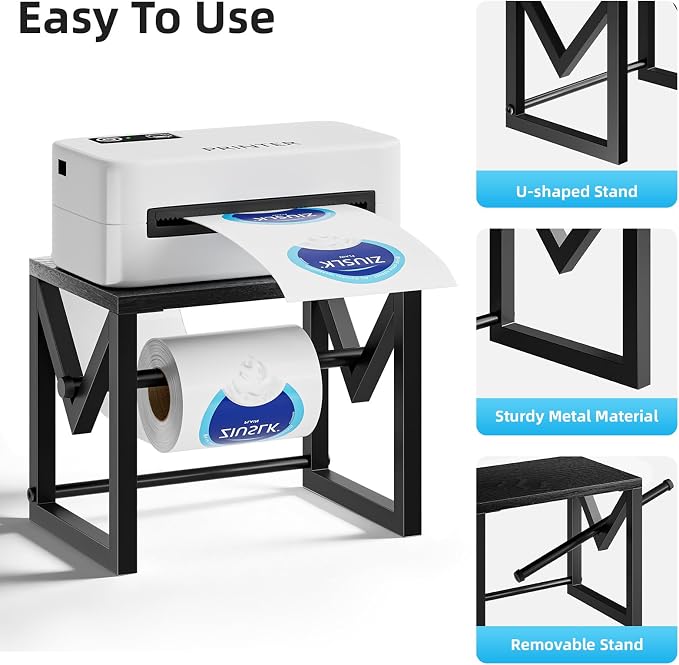 Marbrasse Label Holder for Rolls and Fanfold Labels, Wood Label Printer Holder - Image 3