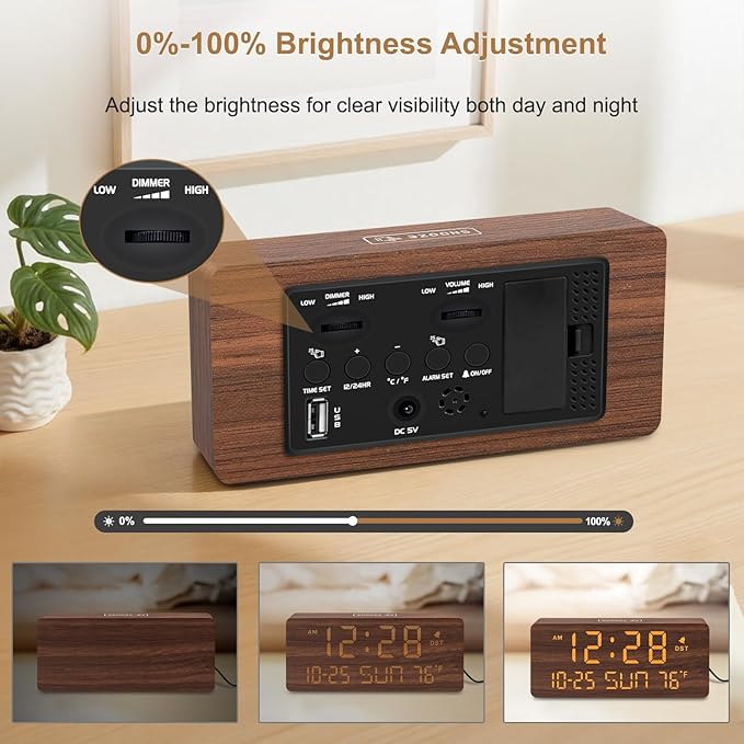 DreamSky Wooden Digital Alarm Clocks - Image 6