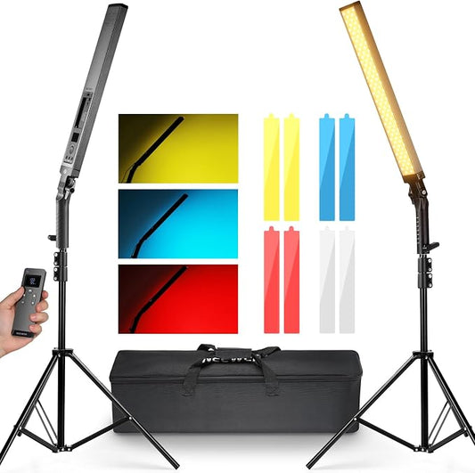 NEEWER Upgraded LED Video Light Stick & 2.4G Remote Kit, 2 Pack Handheld by Neewer