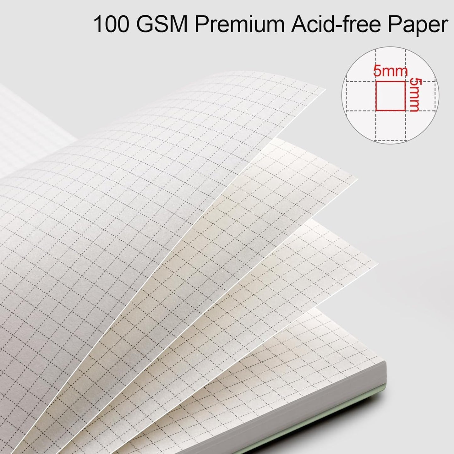 AHGXG Graph Paper Notebook - Spiral Notebook 8.5" x 11", A4 Large Graph Notebook, 100 gsm Thick Grid Paper, Waterproof Plastic Cover Journals for School Writing Engineering Math, Sage Green