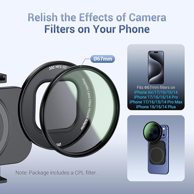 Upgraded 67mm CPL Filter for iPhone 17, Lens Filter Adapter Pouch Set for - Image 3
