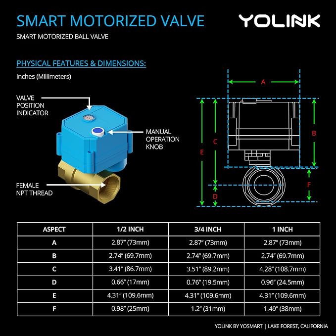 YoLink Valve Controller 2 Kit, 1/2" Brass Motorized Ball Valve, LoRa Long Range - Image 6