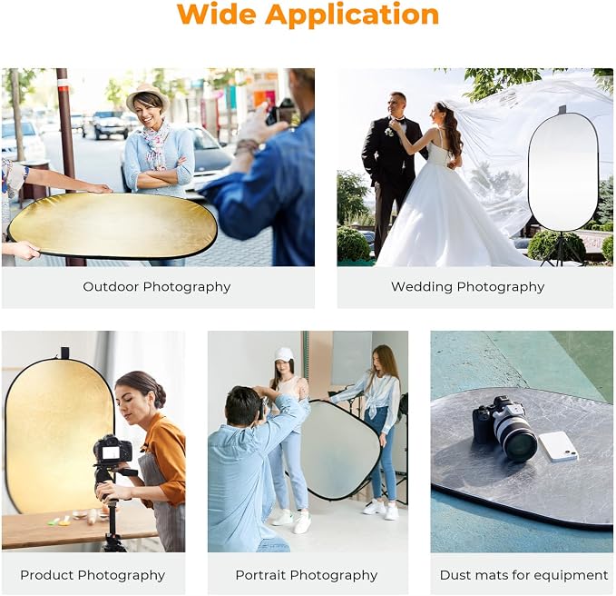 K&F CONCEPT 24" x36” 5-in-1 Oval Foldable Reflector - Image 5