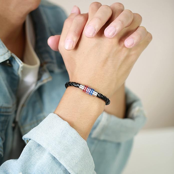 Nanafast Titanium Stainless Steel Rainbow LGBT Pride Bracelet Handmade Braided - Image 7