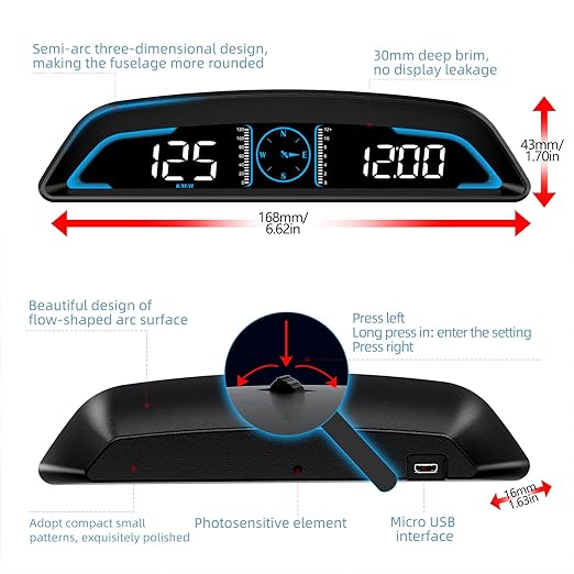Digital GPS Speedometer MPH for Car 5.5 inch LCD Heads Up Display HUD - Image 7