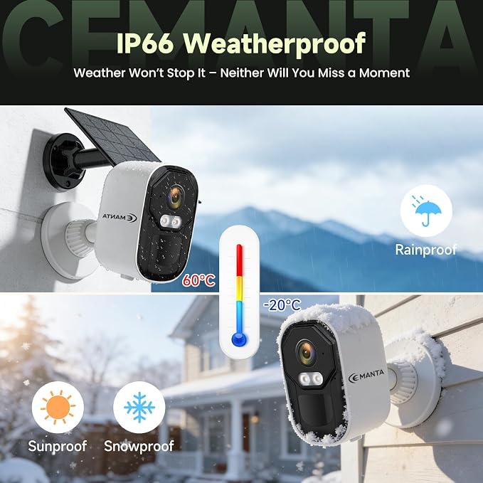 2.5K 4MP Security Camera Wireless Outdoor, Solar Powered WiFi Cameras - Image 5