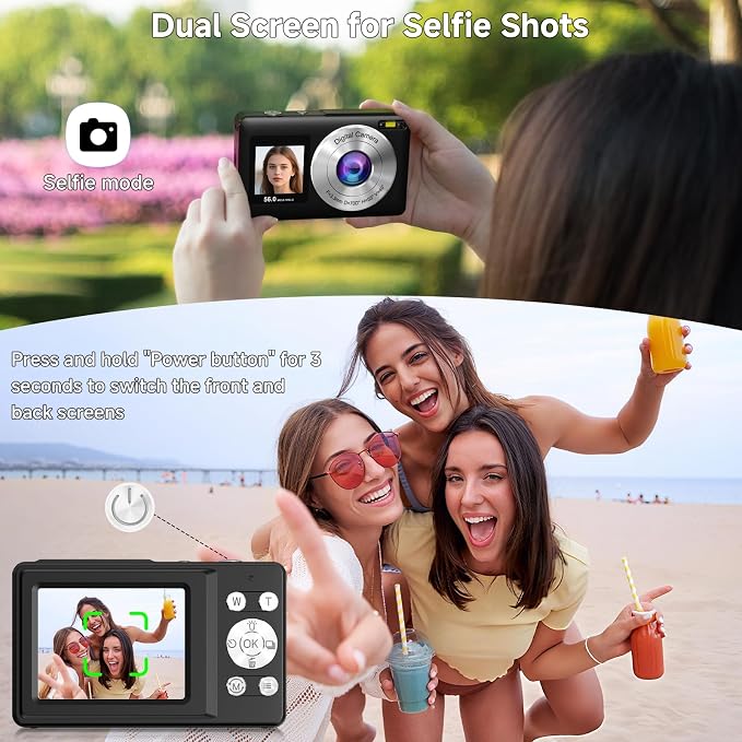 Digital Camera, 56MP 2.7K Dual-Screen Selfie Camera - Image 3