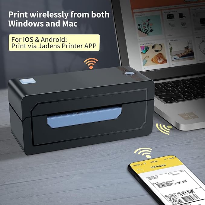 JADENS Bluetooth Thermal Shipping Label Printer – Wireless 4x6 Shipping Label - Image 2