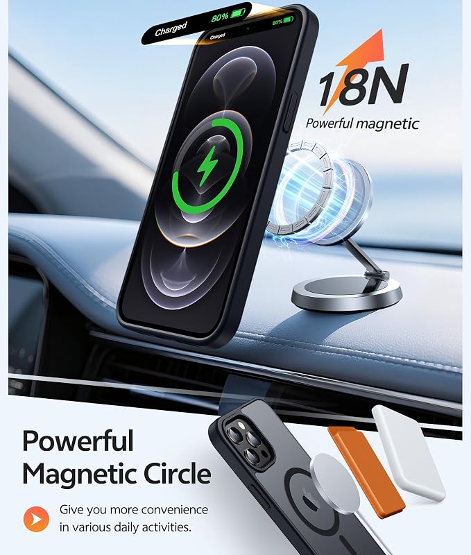 FNTCASE for iPhone 12 Pro Max Case: Translucent Matte Magnetic Phone Cover - Image 3
