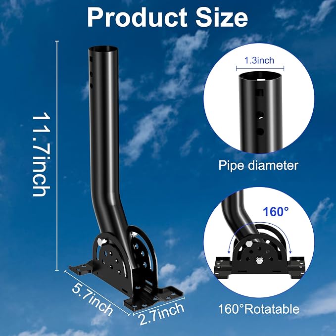 Heavy Duty Antenna Pole Mount, Pole/Wall Mount - Image 2
