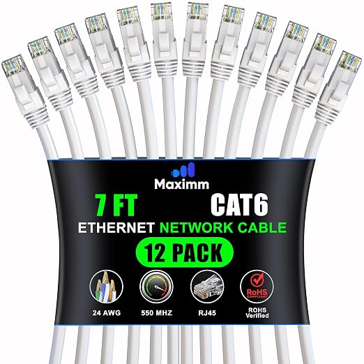 Maximm Cat 6 Ethernet Cable - 7 ft - High-Speed LAN by MaximmCable