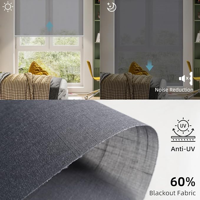 SmartWings Motorized Light Filtering Roller Shades 60% Blackout Work - Image 6
