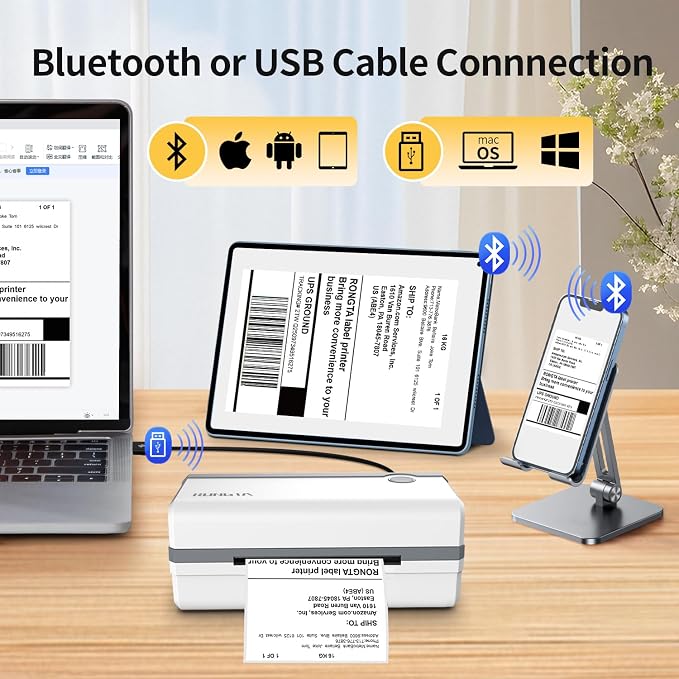 Rongta Bluetooth Thermal Shipping Label Printer, Wireless 4x6 Label Sticker - Image 4