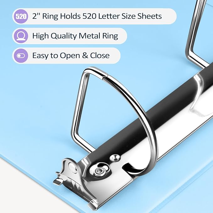 Sooez BinderX Extra Durable 2 Inch 3-Ring Binder, Holds 520 Sheets of 8.5x11 - Image 4
