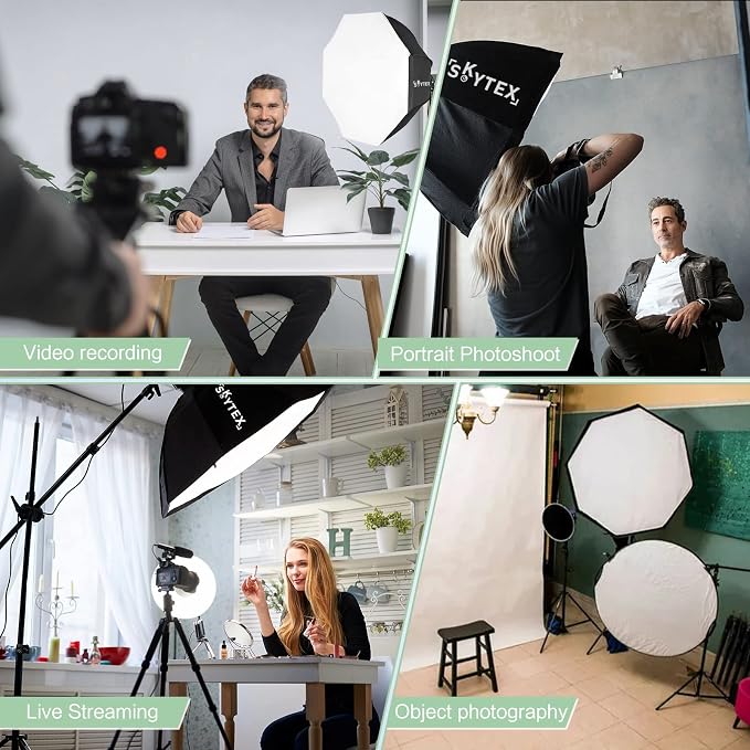 Skytex Softbox Lighting Kit 2pack 20x28in Octa Soft Box|135W 2700-6400K E27 LED - Image 7