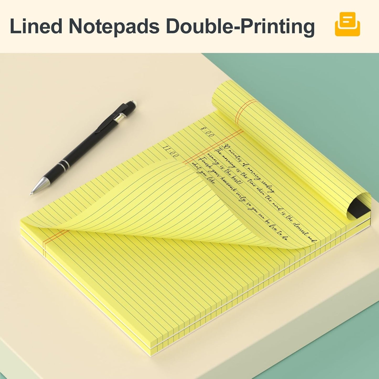 Yellow Legal Pads 8.5 x 11 College Ruled - 12 Pack Yellow Paper Tablets 8 1/2 x 11 Note Pads - Perforated Yellow Pads 8.5 x 11 Double-Size Printing Notepad 30 Sheets each Note Pad for Office School