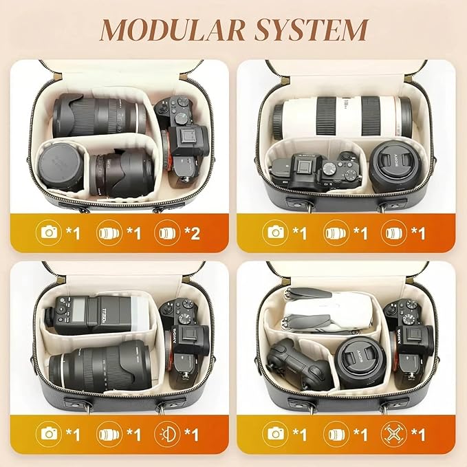 Camera Sling Bag, Waterproof PU Leather Crossbody Camere Bag - Image 7