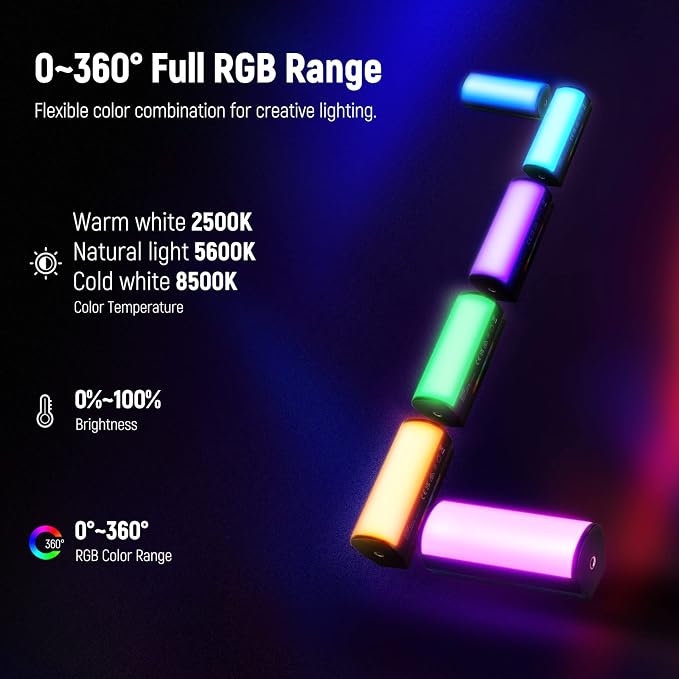 NEEWER Basic Magnetic Handheld Light Wand, 360° Full RGB Mini LED Video Light - Image 2