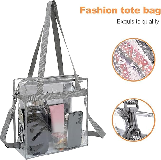 BAGAIL Clear Bags 12x6x12 Stadium Approved Clear Tote Bag - Image 4