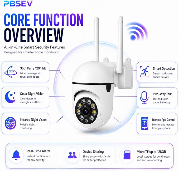 Security Camera Indoor 1080P Wired, Pan/Tilt Control, Two-Way Audio, Easy Setup - Image 2