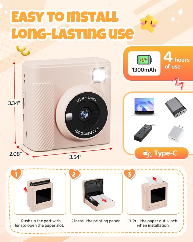 TIATUA Kids Instant Print Camera, Christmas Birthday Gifts - Image 7