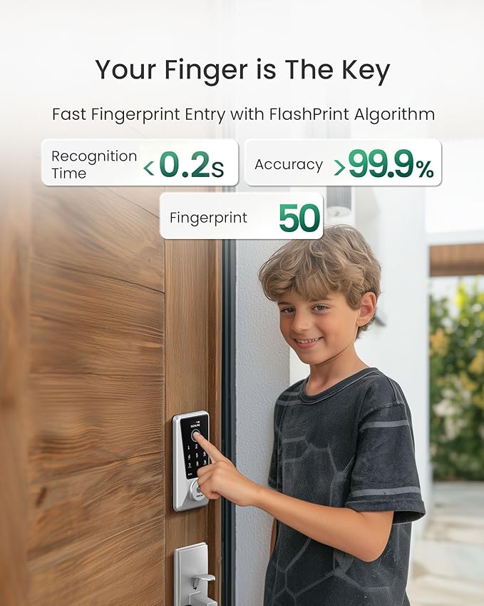 DESLOC Smart Lock D110 Plus, WiFi Fingerprint Smart Front Door Lock - Image 4