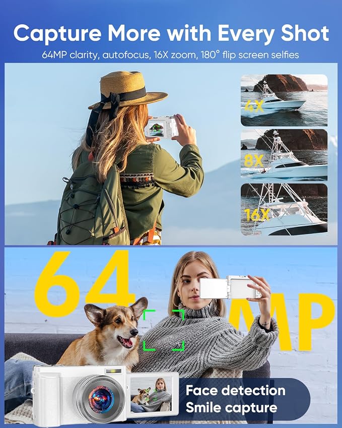 64MP Digital Camera for Photography, 2026 New WiFi 4K Vlog Video Camera for - Image 3