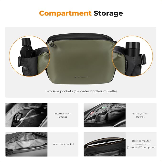 K&F CONCEPT Camera Sling Bag Crossbody Bag Waterproof Camera Shoulder Backpack - Image 4