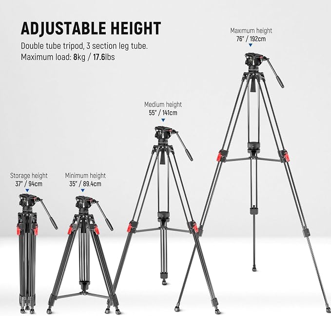 NEEWER 76" Video Camera Tripod - Image 2