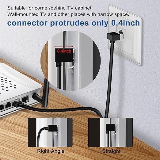 90° Downward Angled Cat 6A Ethernet Ultra Slim Cable 6.6 Feet 2Pack, Flexible - Image 6