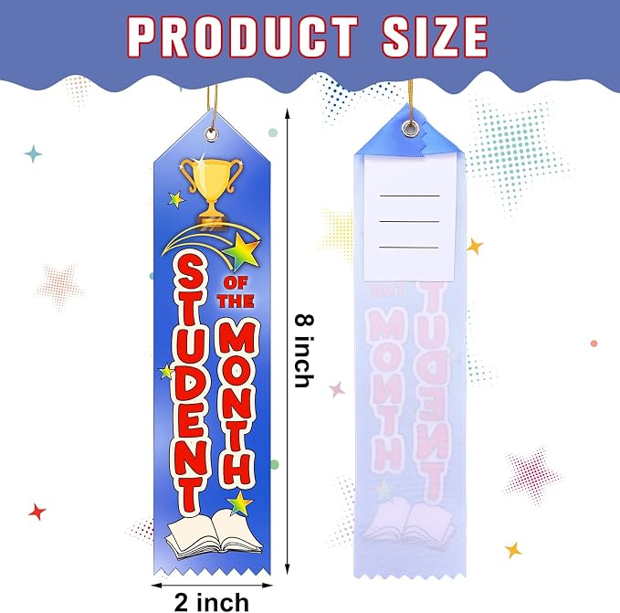 Wavwavw 200 Pcs Student of the Month Award Ribbons Bulk 8" x 2" Prizes Ribbons - Image 2