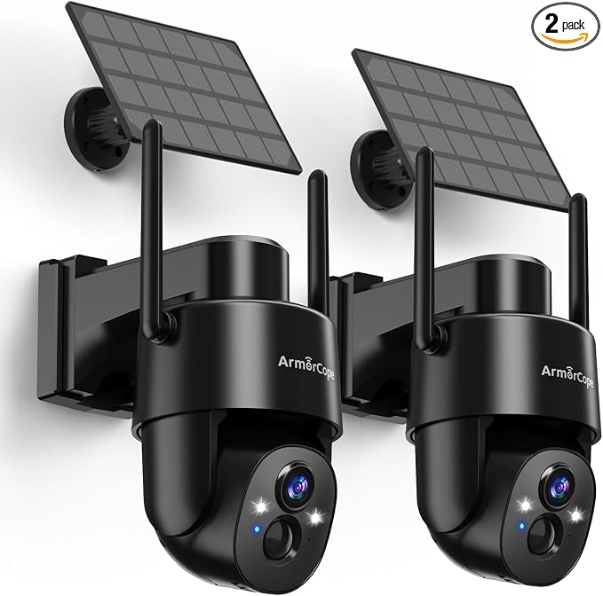 Armorcope 2Pack 2K HD Solar Security Cameras Wireless Outdoor, 360° PTZ View by Armorcope