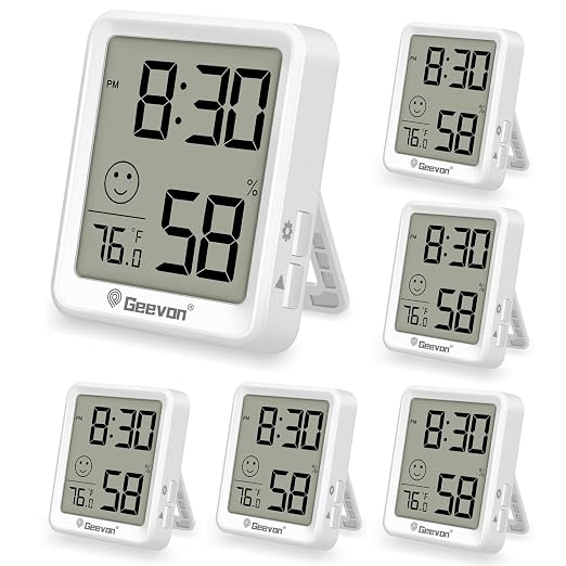 Geevon 6-Pack Mini Indoor Thermometer Hygrometer – Indoor Temperature & by GEEVON