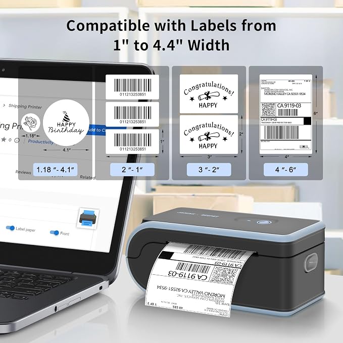 JADENS Bluetooth Thermal Label Printer, Wireless - Image 2