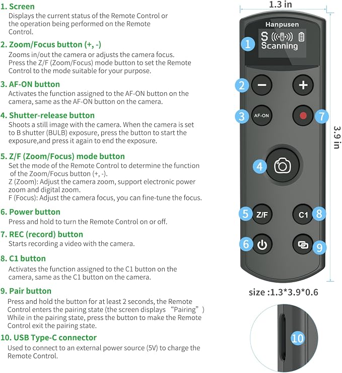 for Sony Camera Rechargeable Remote Control Wireless Shutter Release Compatible - Image 7