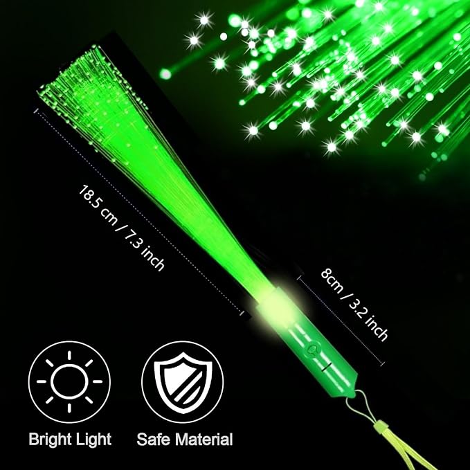36 Pack Green Glow Sticks Light Up Fiber Optic Stick Glow Wands Bulk - Image 2