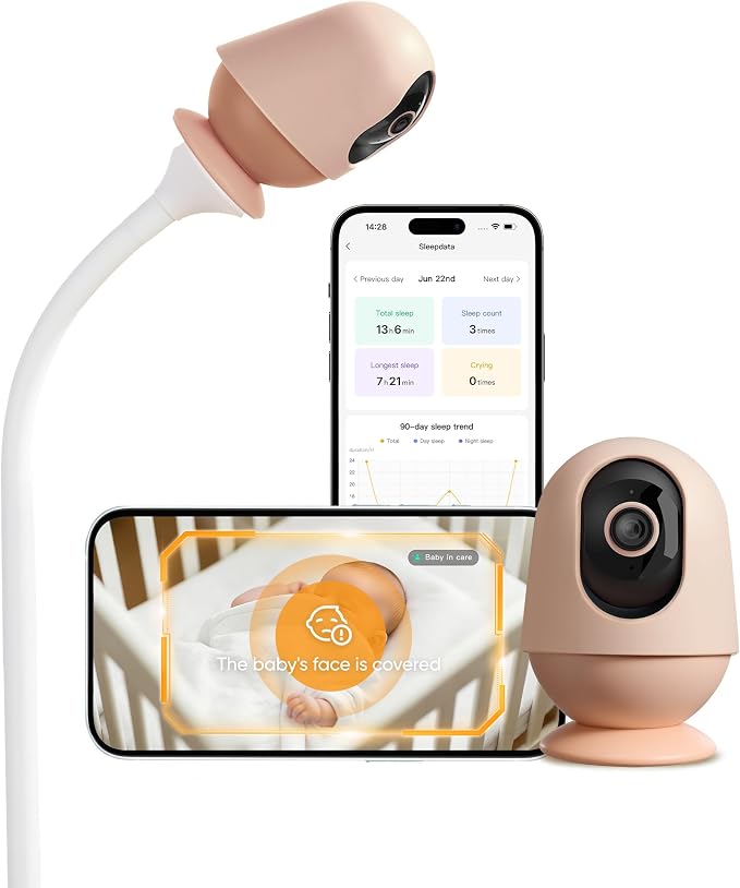Monai 4K Smart Baby Monitor, Eye-Safe 950nm Night Vision, 7 AI Features by Monai