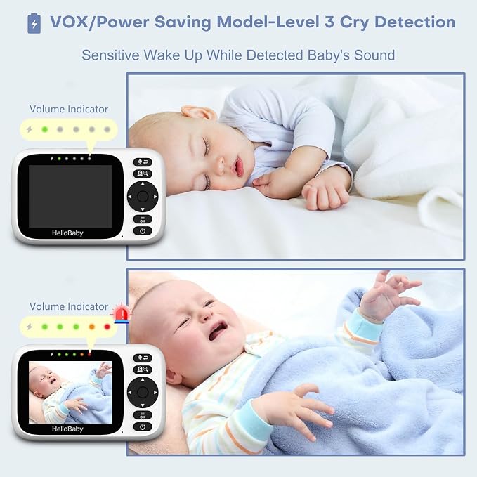 HelloBaby 3.2'' Baby Monitor 2 Cameras, Video Audio Baby Monitor No WiFi - Image 7