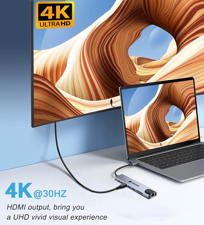 USB C Hub Ethernet HDMI Adapter, 8 in 1 Laptop Docking Station - Image 3