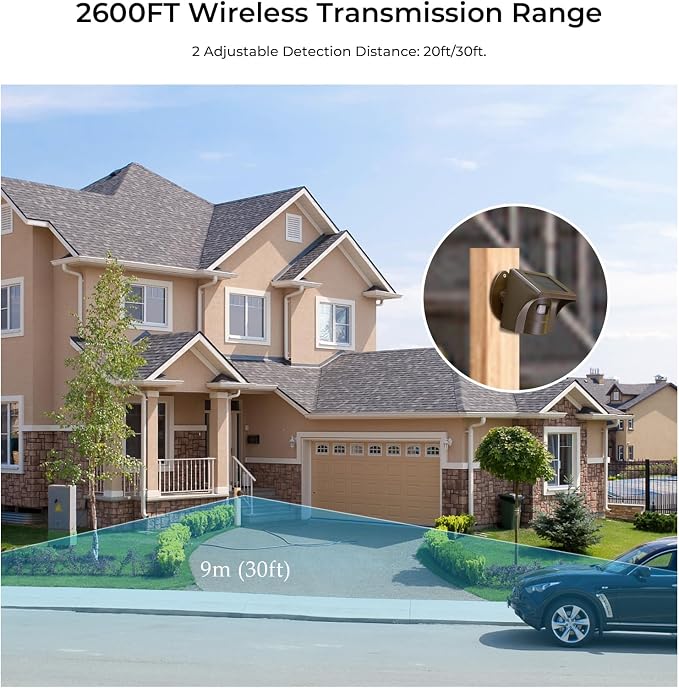eMACROS Non-APP Wireless Driveway Alarm — 1/2 Mile Solar Motion Sensor - Image 6