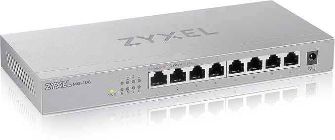 Zyxel 8-Port 2.5GbB MultiGig Ethernet Unmanaged Switch | 8 x 100/1G/2.5G Mbps by ZYXELNETWORKS
