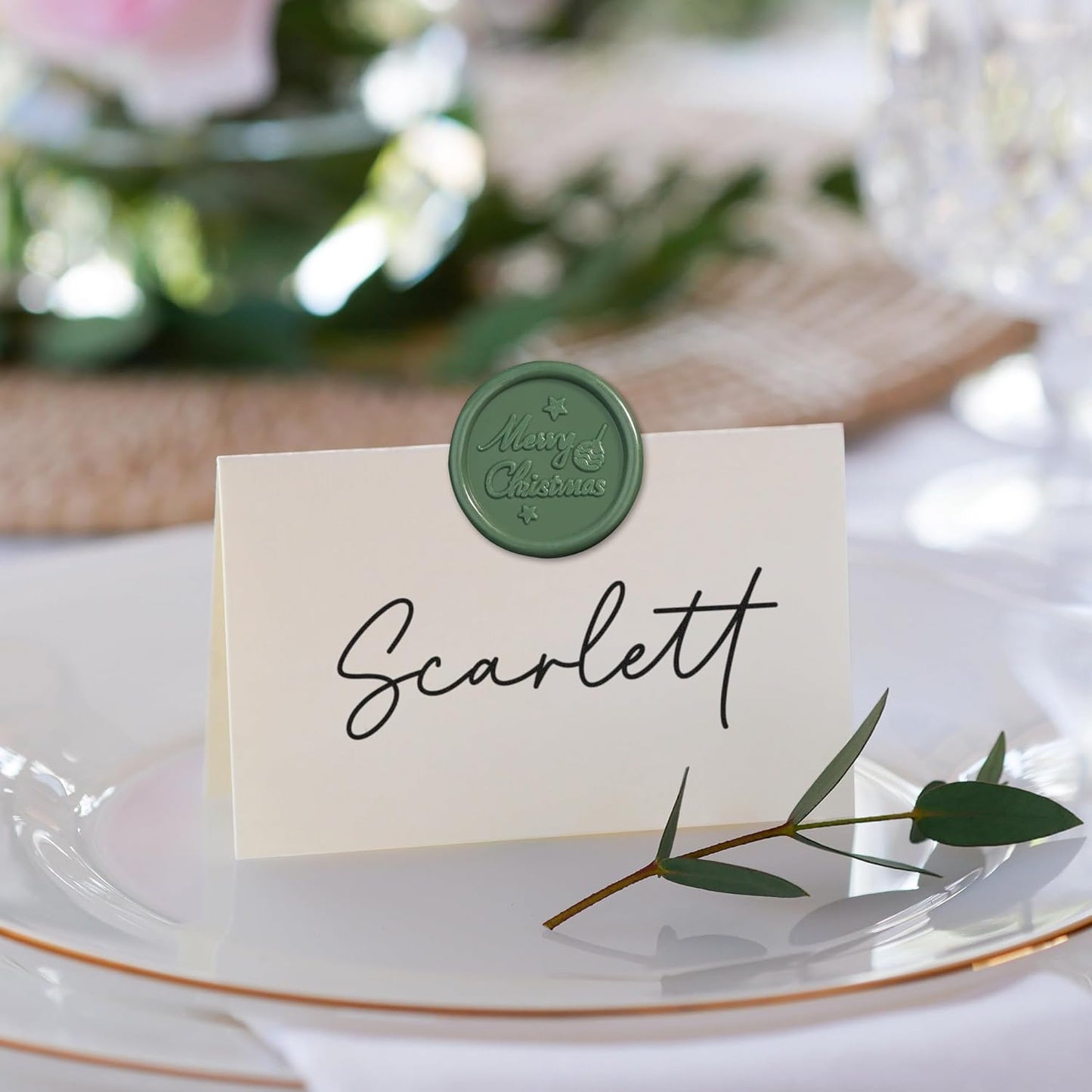 25 Pcs Handmade Wax Seal Stickers, Wedding Invitation Envelope Seal Stickers, Perfect for Invitation, Christmas, Gift Wrapping(Merry Christmas Style, Olive Green Wax)